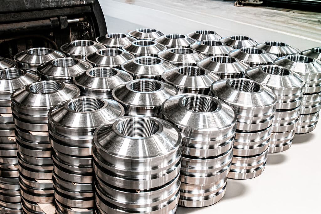 Precision turned flanges stacked